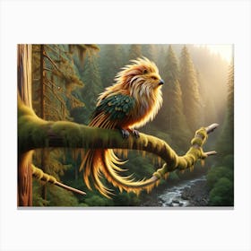 Lion-Bird on Branch Fantasy Canvas Print