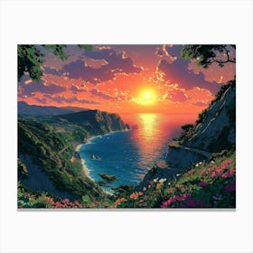 Sunset Over The Ocean 2 Canvas Print