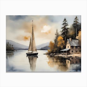 Sailboat Painting Lake House (28) Canvas Print