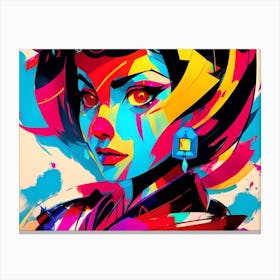 Girl With Colorful Hair 1 Canvas Print