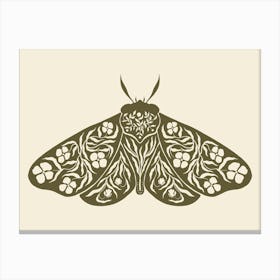 Folk Art Moth 04 - Woodland Green Canvas Print