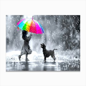 Little Girl In The Rain - Rainy Aesthetic Canvas Print