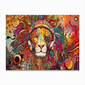 Dj Lion - Lion With Headphones Canvas Print