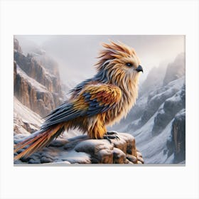 Lion-Bird in Winter Fantasy Canvas Print