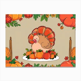 Default A Joyfully Festive Thanksgiving Illustration Featuring 0 (3) Canvas Print