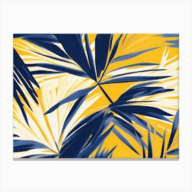 Palm Leaves Canvas Print, Bold of yellow and blue colors, Living room decor, 1293 Canvas Print