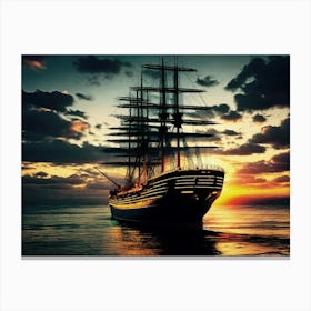 Sailboat At Sunset 36 Canvas Print