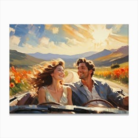 Couple In A Convertible Canvas Print