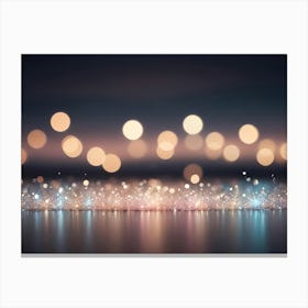 A Dark Background With A Strip Of Silver Glitter And A Blurred Background Of Golden Lights Canvas Print