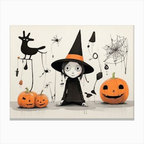 Witches And Pumpkins 2 Canvas Print