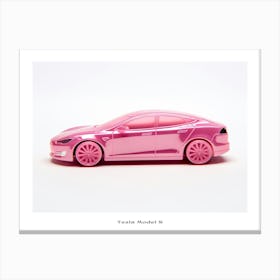 Toy Car Tesla Model S Pink Poster Canvas Print