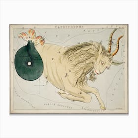 Sidney Hall’s (1831), Astronomical Chart Illustration Of The Zodiac Capricorn Canvas Print