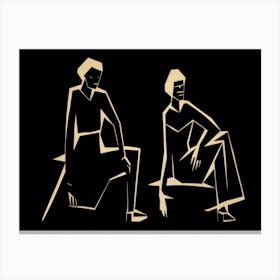 Two Women Sitting Canvas Print