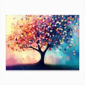 Colorful Tree with Leaves on Hanging Branches 12 Canvas Print