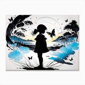 Girl With Butterflies Canvas Print