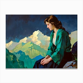 Girl In The Mountains Canvas Print