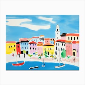 Livorno Italy Cute Watercolour Illustration 2 Canvas Print