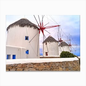 Windmills In Mykonos (Greece Series) Canvas Print