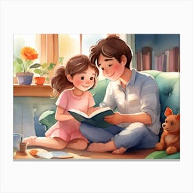 Reading With Dad Canvas Print