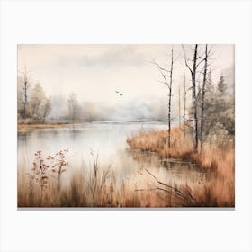 A Painting Of A Lake In Autumn 22 Canvas Print