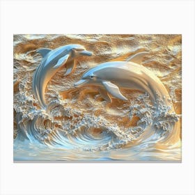 3d Dolphin Art Background Golden Canvas Print