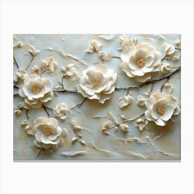 3d Sculpted Rose Blossoms and Delicate Petals Canvas Print