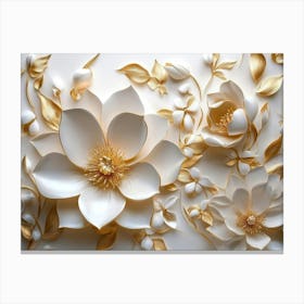 3D Paper Flower Wall Art Canvas Print