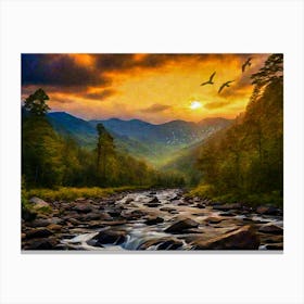 Sunset In The Mountains Canvas Print