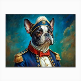 French Bulldog Dressed In A Naval Officer Uniform Canvas Print