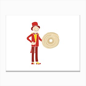 Shortbread Ringmaster Man, Fun Circus Animal, Cake, Biscuit, Sweet Treat Print, Landscape Canvas Print