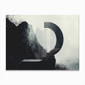 D Minimal Poster in Black Ink Canvas Print