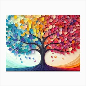 Colorful Tree with Multicolor Leaves 1 Canvas Print