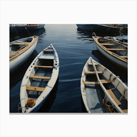 Small Boats In The Harbor hamptons Canvas Print