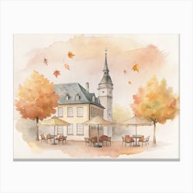 Watercolor Of An Autumn Scene Canvas Print