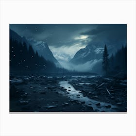 Dark Mountain Landscape Canvas Print