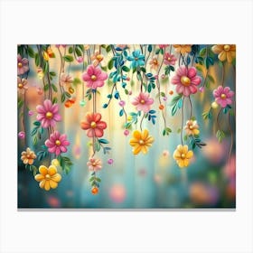 Colorful Flowers Wallpaper Canvas Print