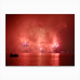 New Years Fireworks, Zurich Lake Canvas Print