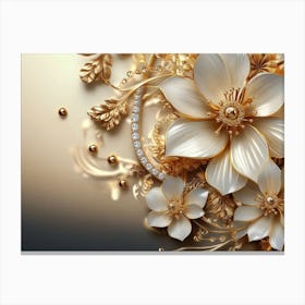 Gold And White Flowers Canvas Print