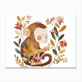 Little Floral Baboon 3 Canvas Print