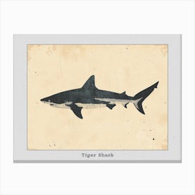 Tiger Shark Grey Silhouette 2 Poster Canvas Print