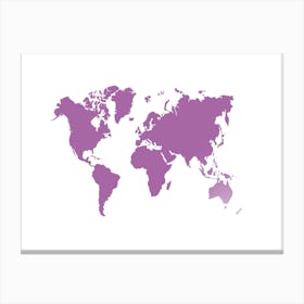 World Map In Purple Canvas Print