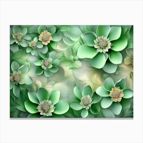 Green Flowers Wallpaper Canvas Print