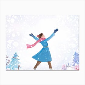 Sparrow Donned In Cozy Winter Attire Engaging In A Joyful Dance Surrounded By Ample Copy Space For Canvas Print