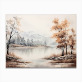 A Painting Of A Lake In Autumn 72 Canvas Print