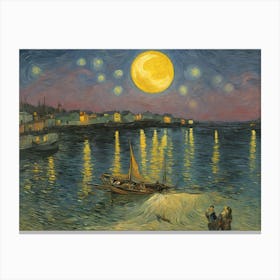 Starry Night Over The Moon Canvas Print