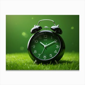 Alarm Clock On Grass Canvas Print