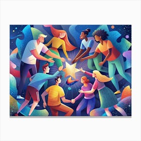 Diverse Group Of People Holding A Star Canvas Print