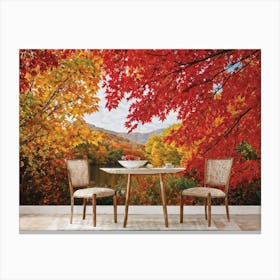 Autumn Foliage Comes Alive In This Design Leaves Flaunting A Riot Of Colors Including Crimson Verm (4) Canvas Print