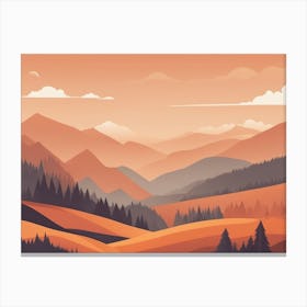 Misty mountains horizontal background in orange tone 46 Canvas Print