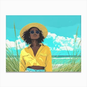 Illustration of an African American woman at the beach 22 Canvas Print